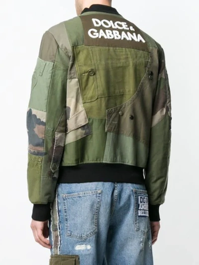 Shop Dolce & Gabbana Camouflage Print Bomber Jacket In Green
