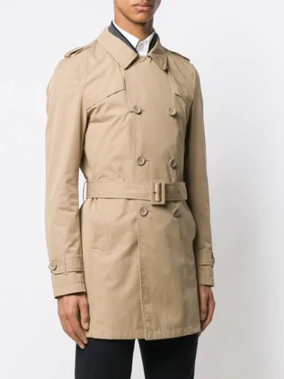 Shop Herno Double Breasted Trench Coat In Neutrals