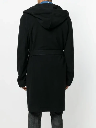 Shop Msgm Hooded Robe Coat In Black