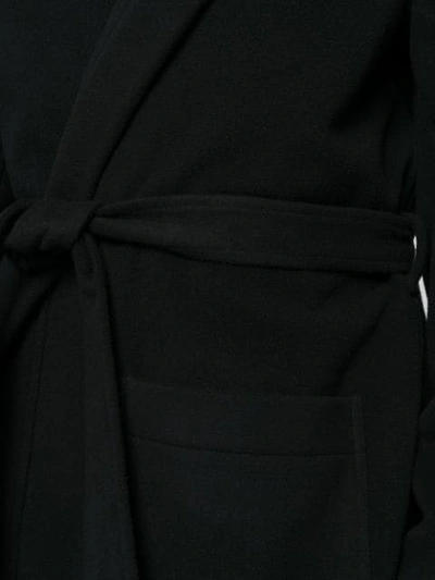 Shop Msgm Hooded Robe Coat In Black