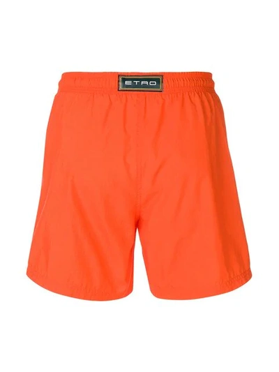 Shop Etro Drawstring Waist Swim Shorts In Orange