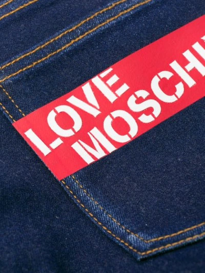 Shop Love Moschino Logo Regular Jeans In Blue