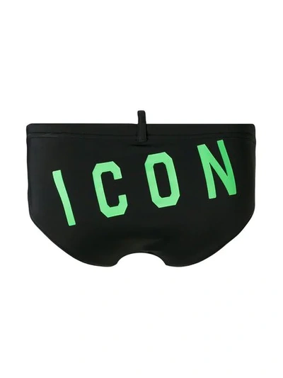 Shop Dsquared2 Icon Swim Slips In 28048 Black Green