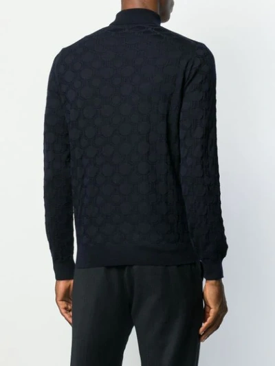 Shop Corneliani Patterned Knit Roll Neck Sweater In Blue