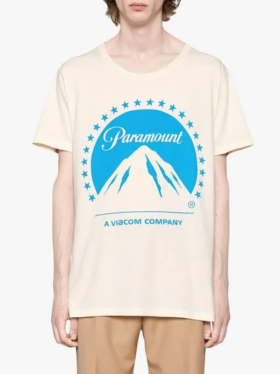 Shop Gucci Oversize T-shirt With Paramount Logo In White