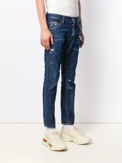Shop Dsquared2 Distressed Tapered Jeans In Blue
