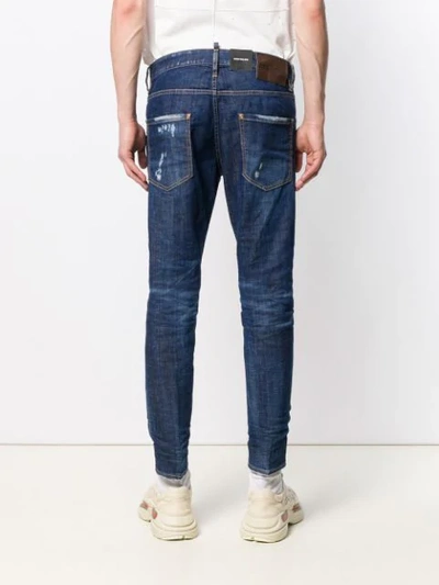 Shop Dsquared2 Distressed Tapered Jeans In Blue