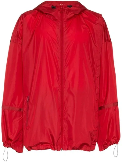 Shop Off-white Logo Print Wind Breaker Jacket In Red