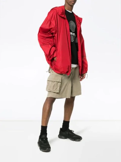 Shop Off-white Logo Print Wind Breaker Jacket In Red