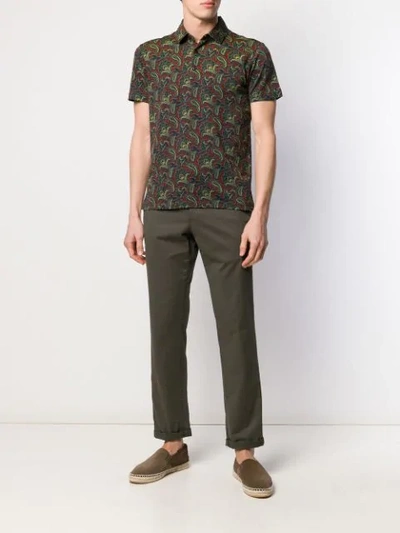 Shop Etro Paisley Print Polo Shirt In Brown