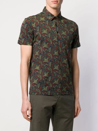 Shop Etro Paisley Print Polo Shirt In Brown