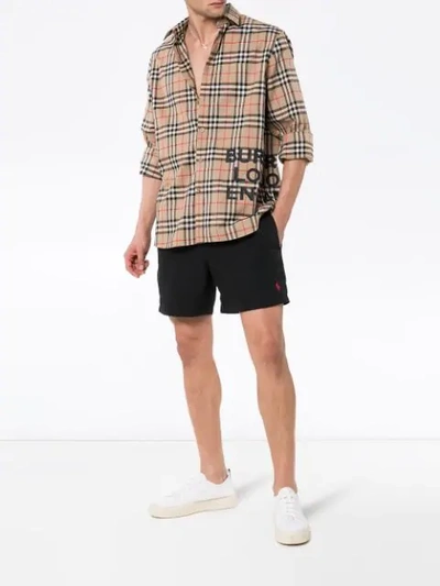 Polo Ralph Lauren Black Swim Shorts With Elasticated Waist And Embroidered Pony Logo On The Front In Fabric Man In Black