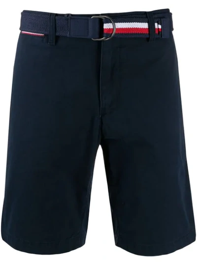 Shop Tommy Hilfiger Belted Shorts In Blue