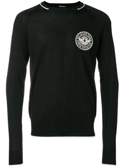 Shop Balmain Logo Sweater - Black