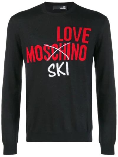 Shop Love Moschino Intarsia-knit Jumper - Black