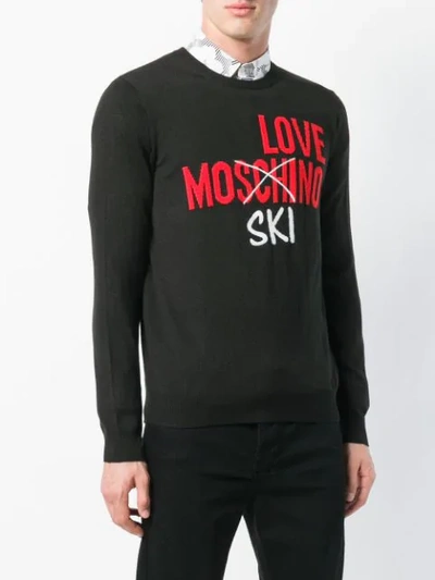 Shop Love Moschino Intarsia-knit Jumper - Black