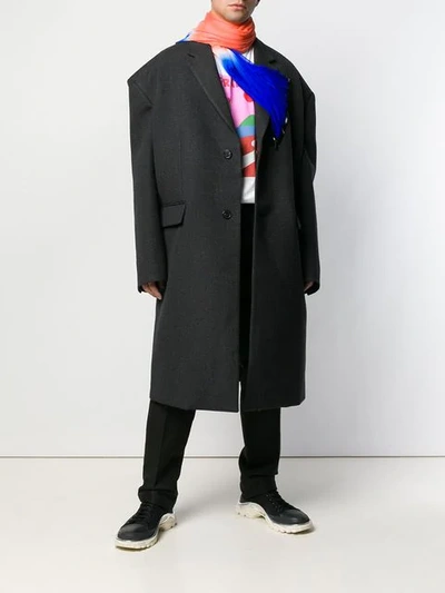 Shop Raf Simons Oversized Coat In Dark Gr 083