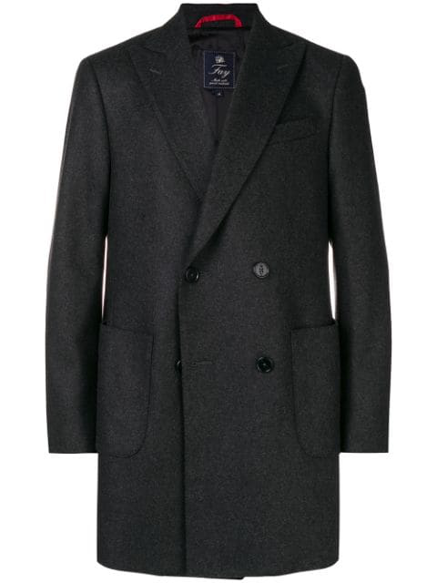 Fay Double-breasted Coat In Grey | ModeSens