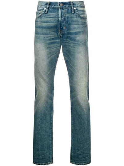 Shop Tom Ford Light-wash Fitted Jeans In Blue