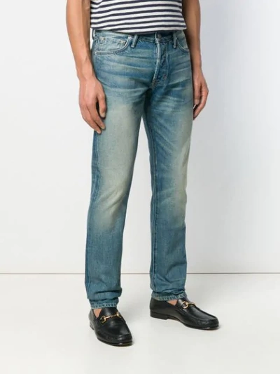 TOM FORD LIGHT-WASH FITTED JEANS - 蓝色