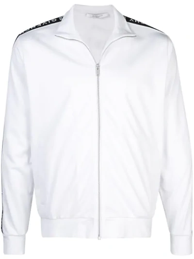 Shop Givenchy Webbing Zip-up Sweatshirt In White
