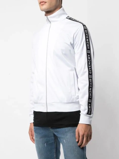 Shop Givenchy Webbing Zip-up Sweatshirt In White