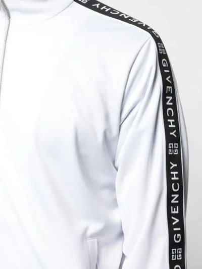 Shop Givenchy Webbing Zip-up Sweatshirt In White