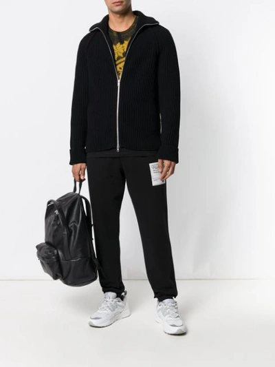 Shop Maison Margiela Zipped Ribbed Sweater In Black