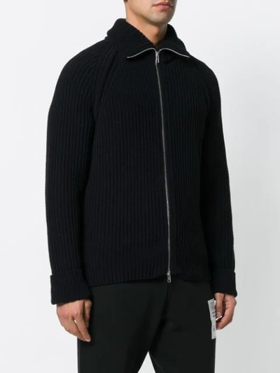 Shop Maison Margiela Zipped Ribbed Sweater In Black