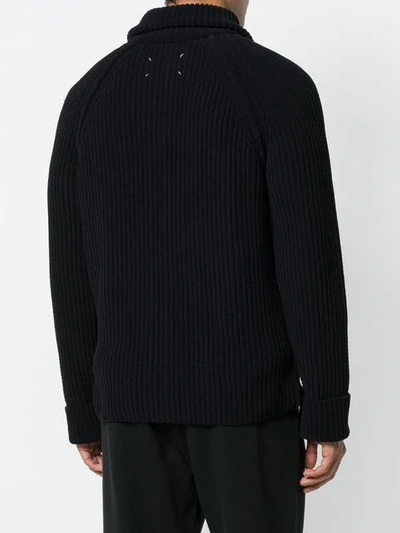 Shop Maison Margiela Zipped Ribbed Sweater In Black