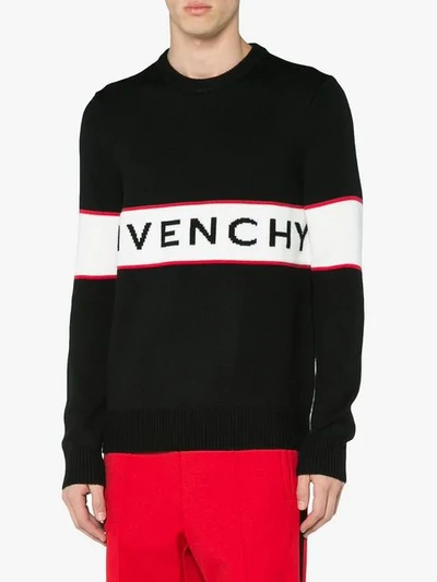 Shop Givenchy Logo Intarsia Jumper In Black