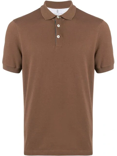 Shop Brunello Cucinelli Plain Polo Shirt In Brown