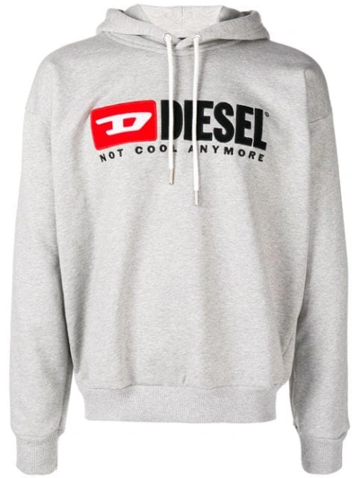 Shop Diesel Logo Patch Hoodie In Grey