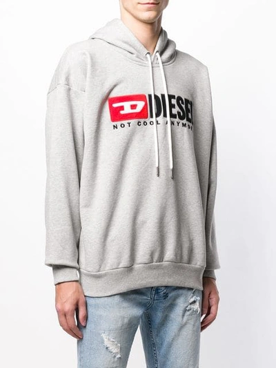 Shop Diesel Logo Patch Hoodie In Grey