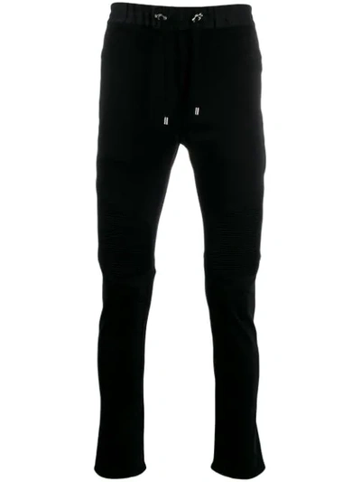 Shop Balmain Ribbed Panel Track Pants In Black