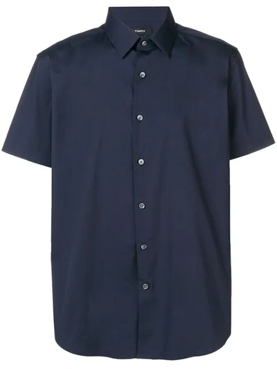 Shop Theory Short Sleeve Shirt In Blue