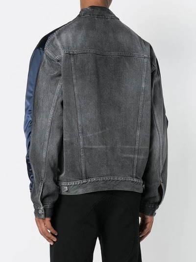 Shop Balenciaga Bomber Denim Jacket In Blue