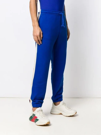 Shop Gucci Logo Stripe Joggers In Blue