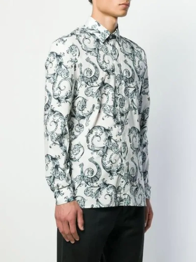 Shop Versace Baroque Print Shirt In White