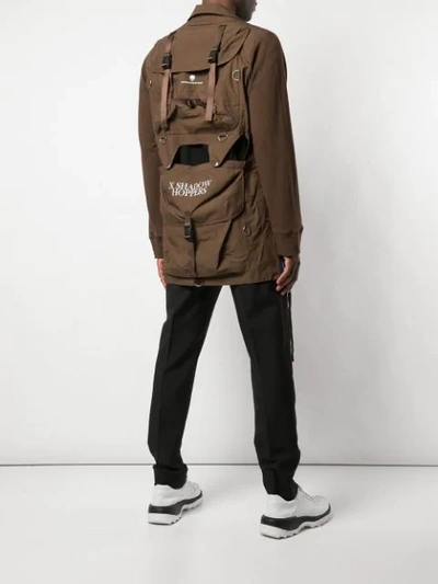 Shop Undercover Lace-up Side Parka Coat In Brown