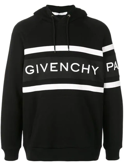 Shop Givenchy Logo Hoodie In Black