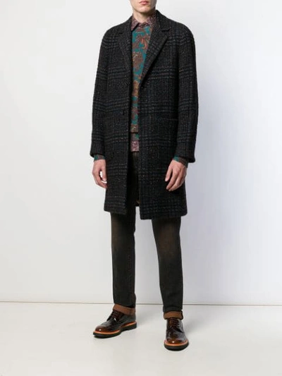 Shop Etro Checked Coat In Blue