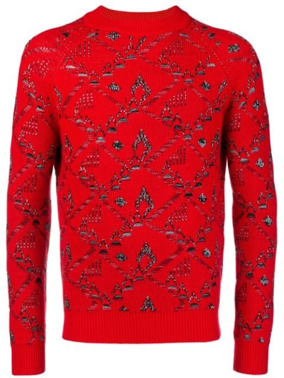 Shop Saint Laurent Knit Pattern Sweater In Red