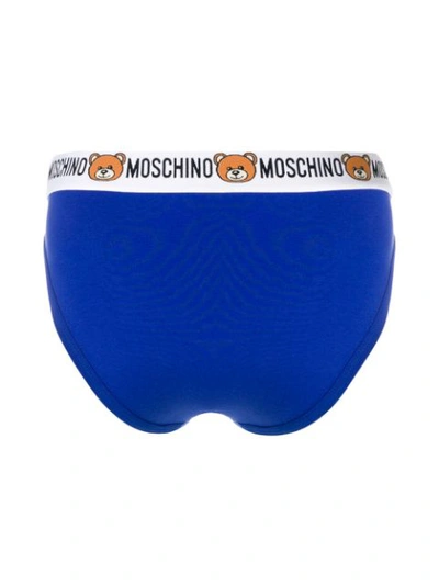 Shop Moschino Pack Of 2 Teddy Logo Briefs - Blue