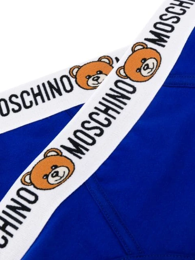 Shop Moschino Pack Of 2 Teddy Logo Briefs - Blue