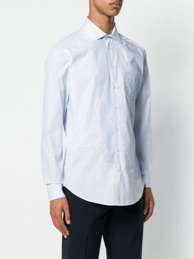 Shop Etro Patterned Panel Shirt In Blue