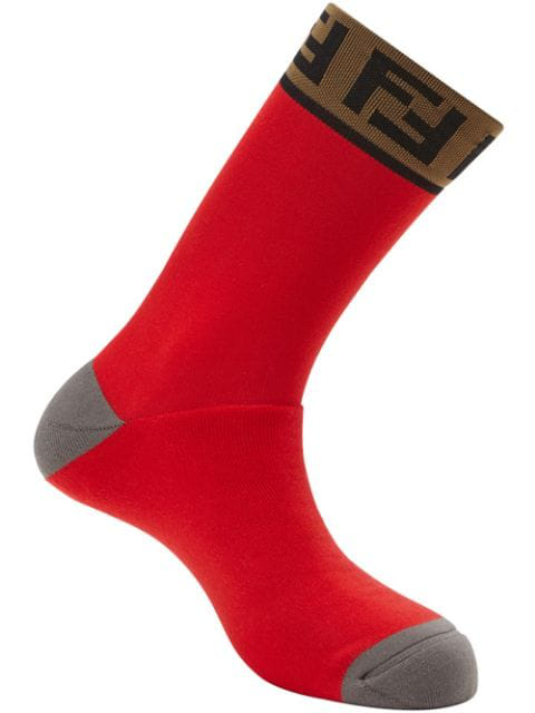 Fendi Ff Logo Socks In Red | ModeSens