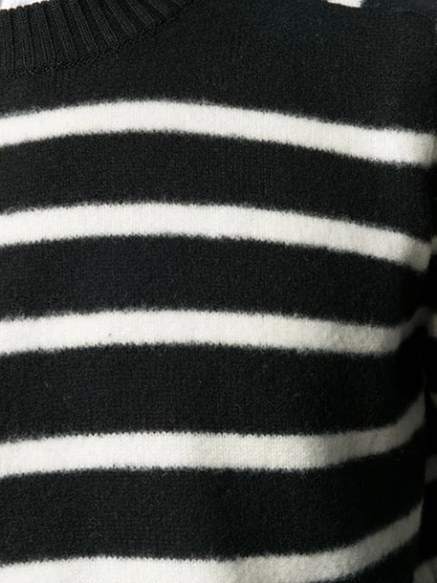 Shop Saint Laurent Crew Neck Striped Sweater In Black