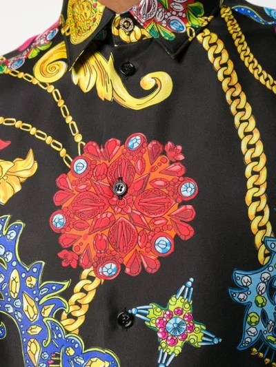 Shop Versace Floral Print Shirt In A72w Nero/multicolor