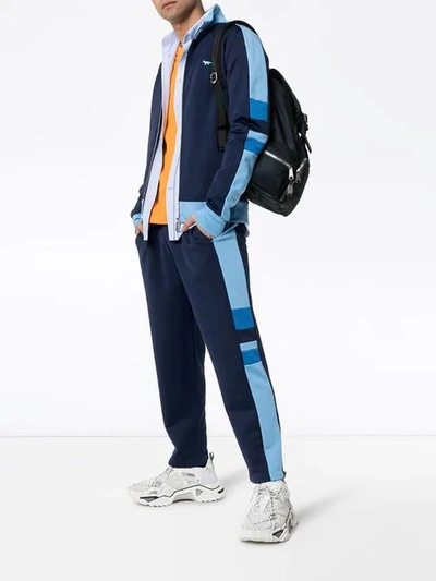 Shop Maison Kitsuné Contrast Stripe Track Pants In Blue